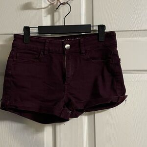 American Eagle Burgundy Super Stretch Hi-Rise Shortie